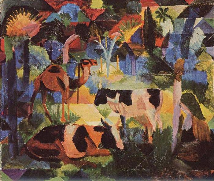 August Macke Landschaft mit Kuhen und Kamel France oil painting art